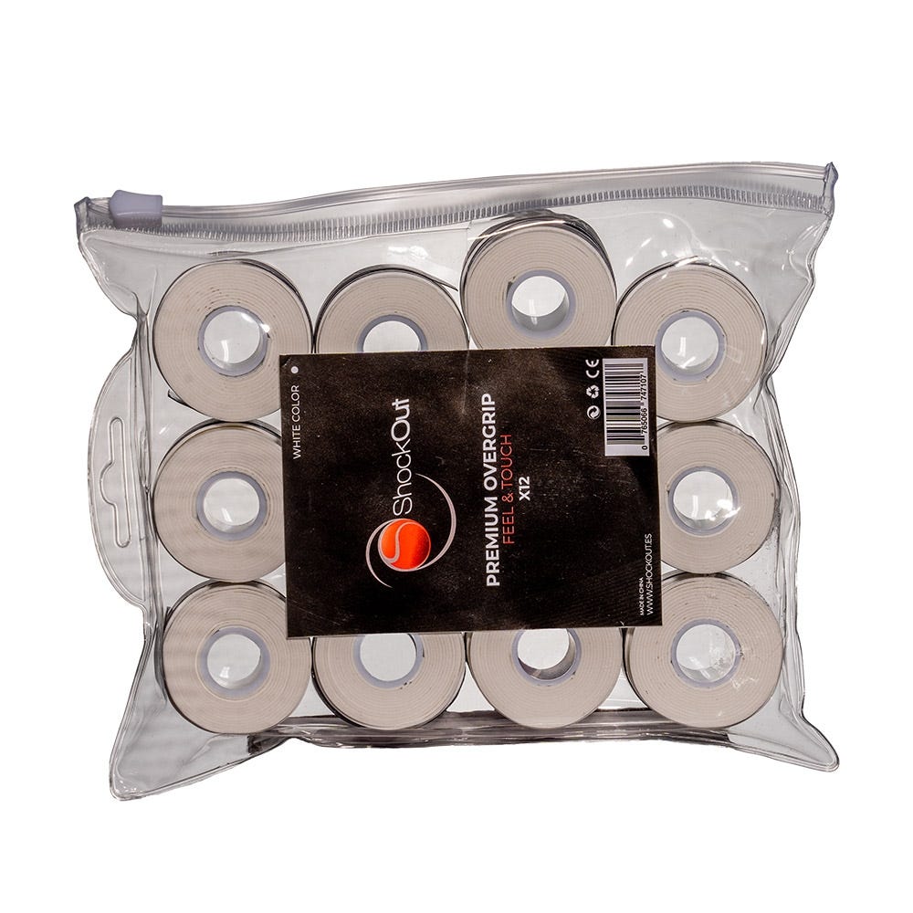 Sac Shockout X12 Overgrips Premium Blanc Lisse