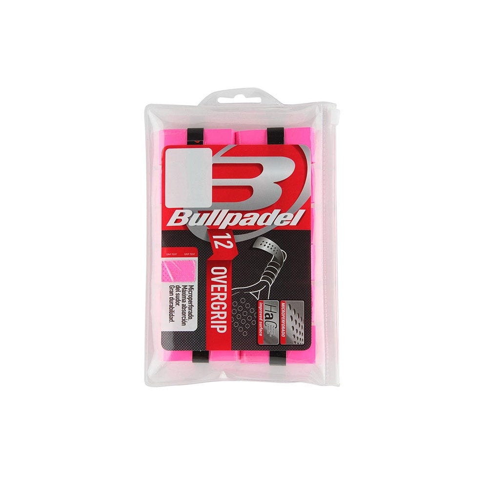 Lot de 12 Overgrips Bullpadel Bg-1601 Rose Fluo.