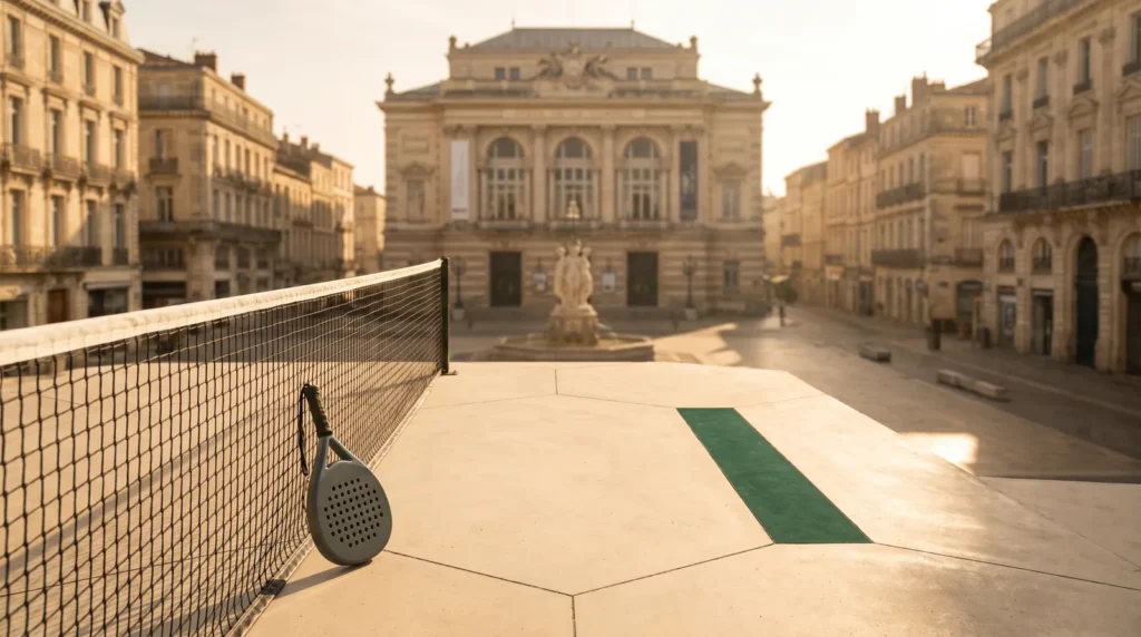 Place de la Comédie Montpellier opéra avec court padel moderne