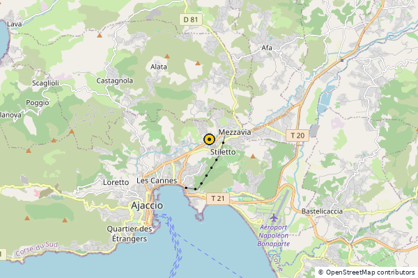 Carte des clubs de padel à Ajaccio