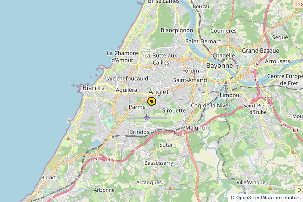 Carte des clubs de padel à Anglet