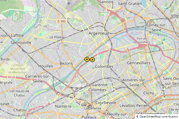 Carte des clubs de padel à Colombes