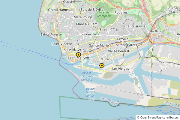 Carte des clubs de padel à Le havre