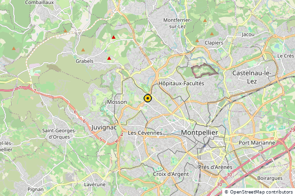 Carte des clubs de padel à Montpellier