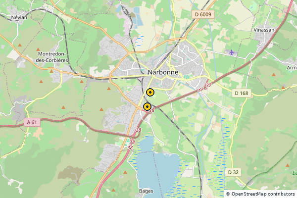 Carte des clubs de padel à Narbonne