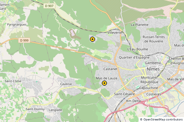 Carte des clubs de padel à Nimes