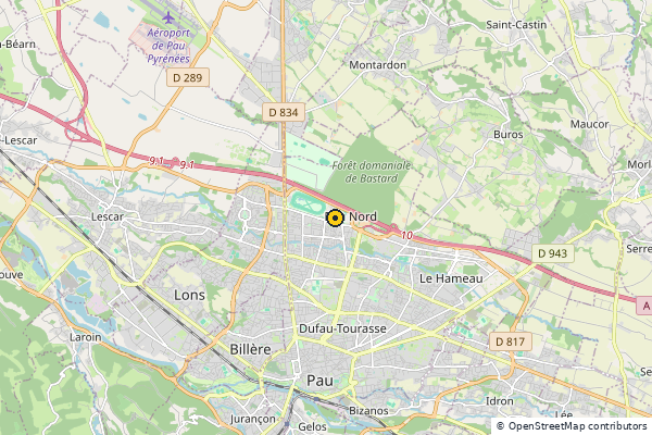 Carte des clubs de padel à Pau