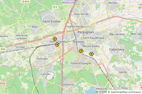 Carte des clubs de padel à Perpignan
