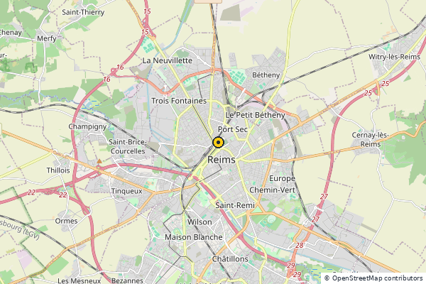 Carte des clubs de padel à Reims